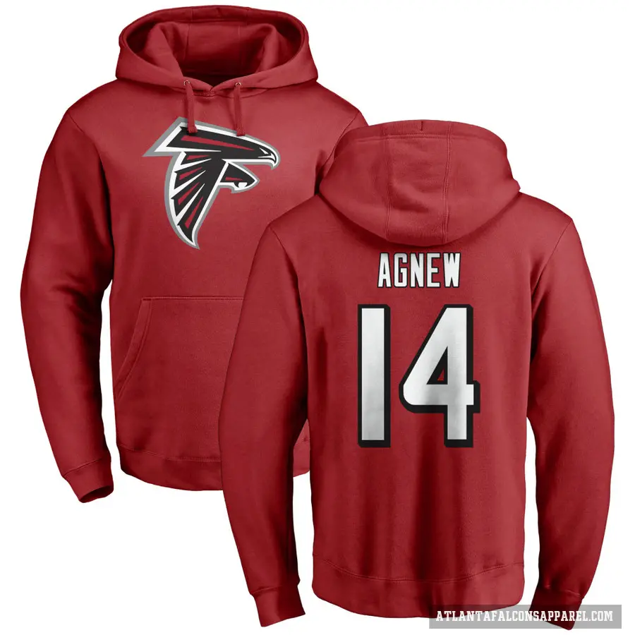 Youth ＃14 Jamal Agnew Atlanta Falcons Red Pro Line Name & Number Logo Pullover Hoodie