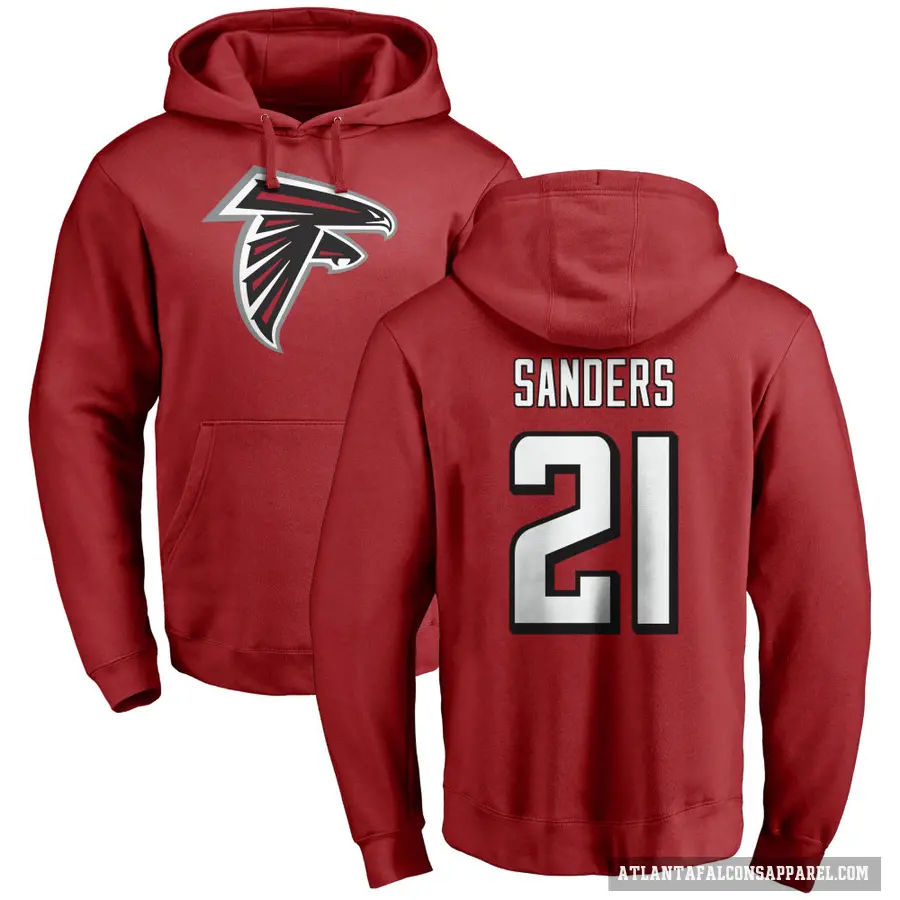 Youth ＃21 Deion Sanders Atlanta Falcons Red Pro Line Name & Number Logo Pullover Hoodie