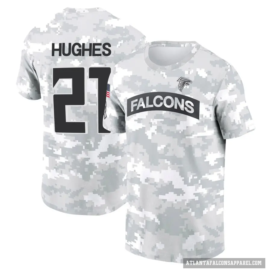 Youth ＃21 Mike Hughes Atlanta Falcons Camo Arctic 2024 Salute to Service Performance T-Shirt