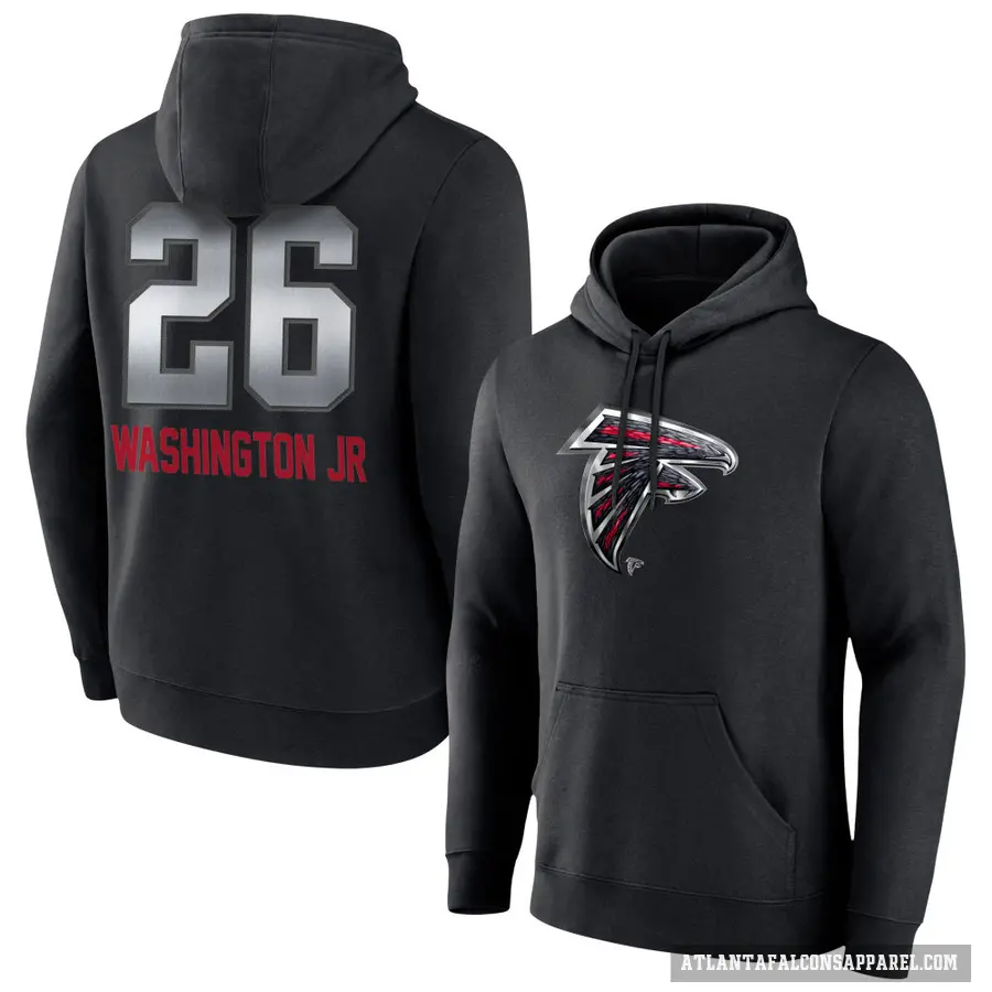 Youth ＃26 Carlos Washington Jr. Atlanta Falcons Black Midnight Mascot Pullover Hoodie