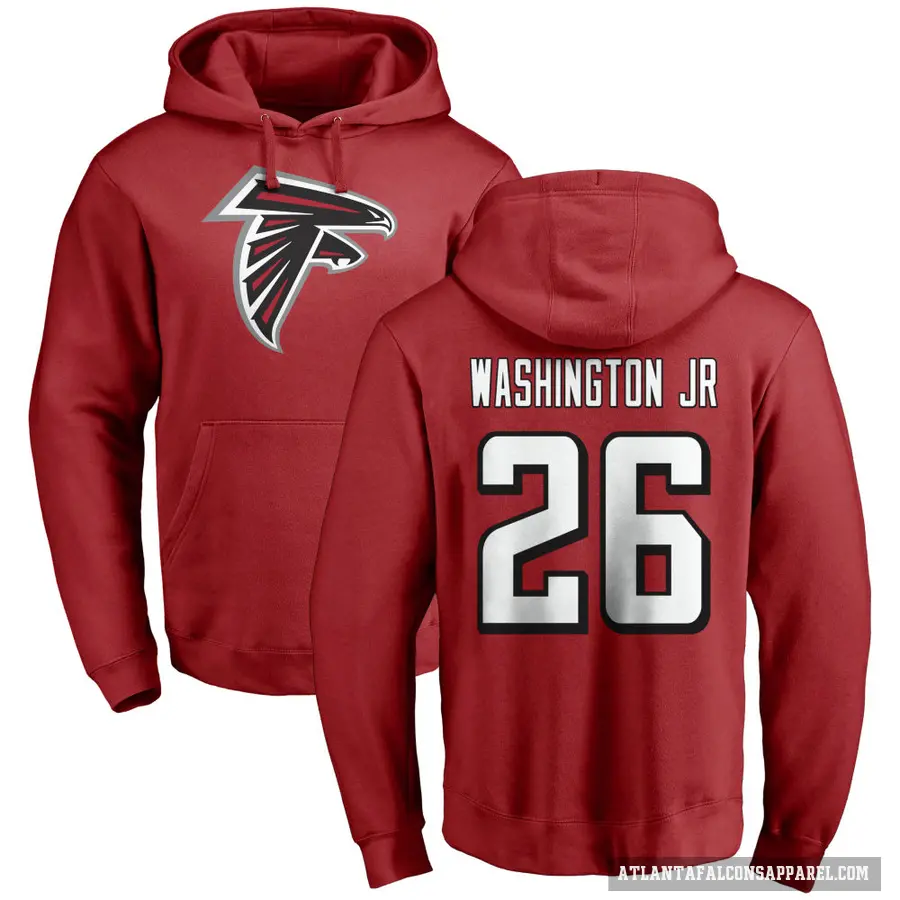 Youth ＃26 Carlos Washington Jr. Atlanta Falcons Red Pro Line Name & Number Logo Pullover Hoodie