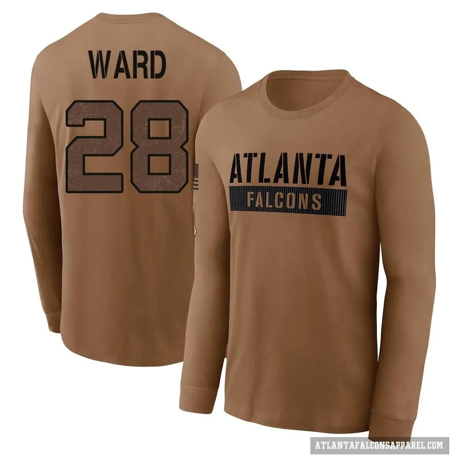 Youth ＃28 Terron Ward Atlanta Falcons Brown 2023 Salute To Service Long Sleeve T-Shirt