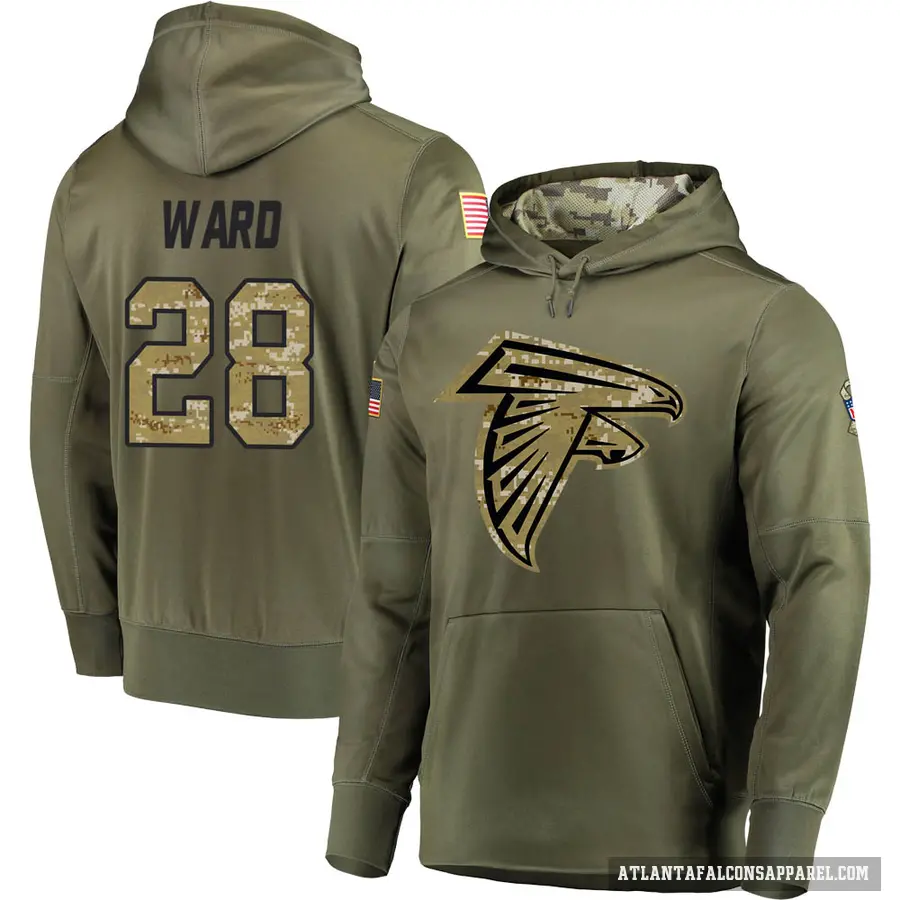 Youth ＃28 Terron Ward Atlanta Falcons Olive Salute to Service Pullover Hoodie