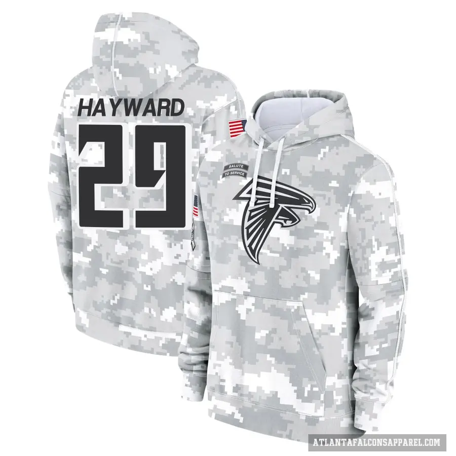 Youth ＃29 Casey Hayward Atlanta Falcons Arctic Camo 2024 Salute to Service Club Fleece Pullover Hoodie