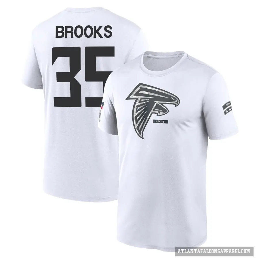 Youth ＃35 Natrone Brooks Atlanta Falcons White 2024 Salute to Service Performance T-Shirt