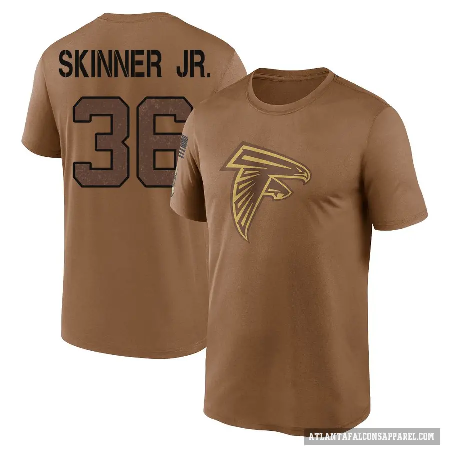 Youth ＃36 Quincy Skinner Jr. Atlanta Falcons Brown 2023 Salute To Service Performance T-Shirt