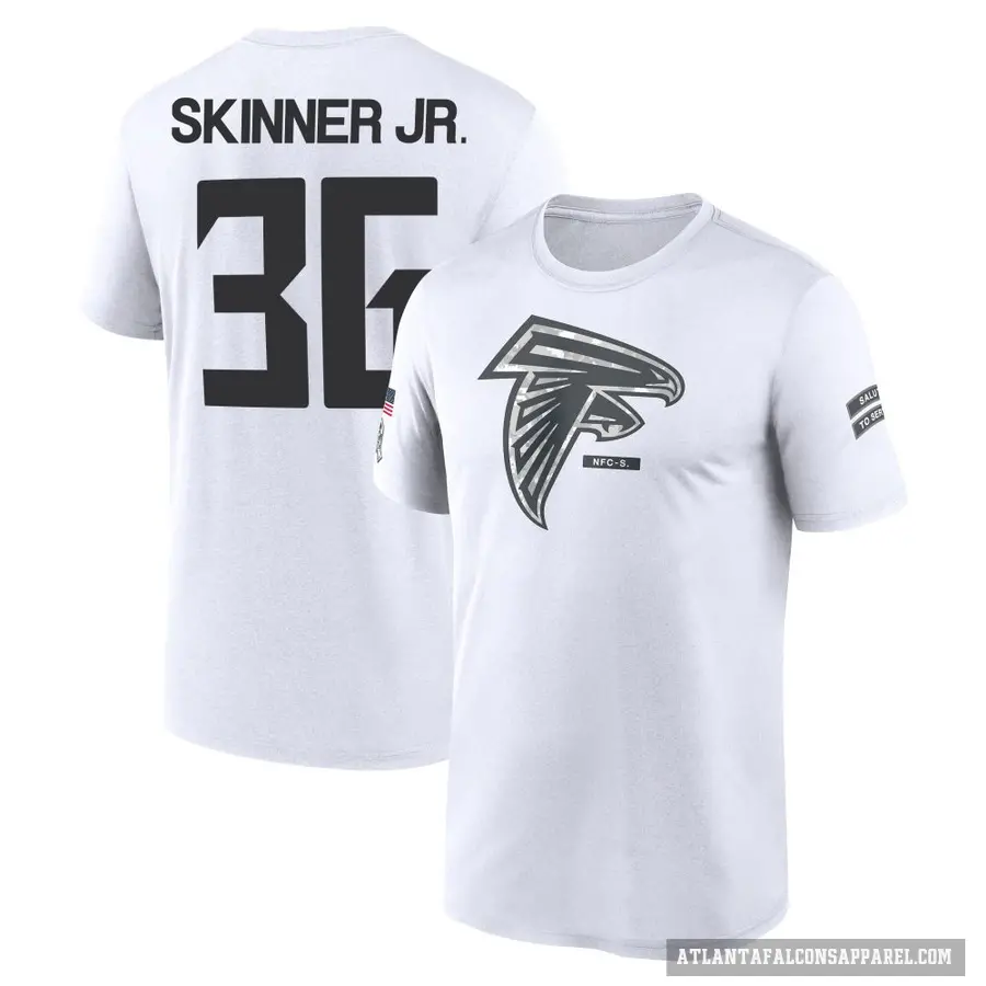 Youth ＃36 Quincy Skinner Jr. Atlanta Falcons White 2024 Salute to Service Performance T-Shirt