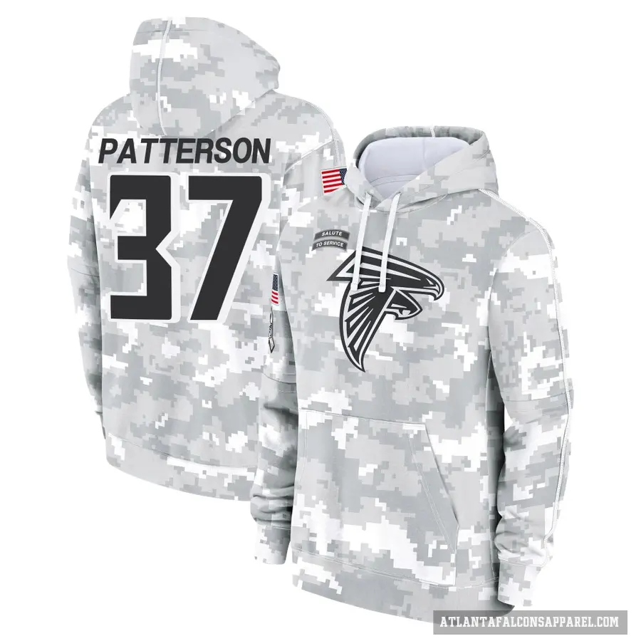 Youth ＃37 Riley Patterson Atlanta Falcons Arctic Camo 2024 Salute to Service Club Fleece Pullover Hoodie