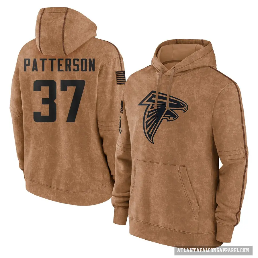 Youth ＃37 Riley Patterson Atlanta Falcons Brown 2023 Salute To Service Club Pullover Hoodie