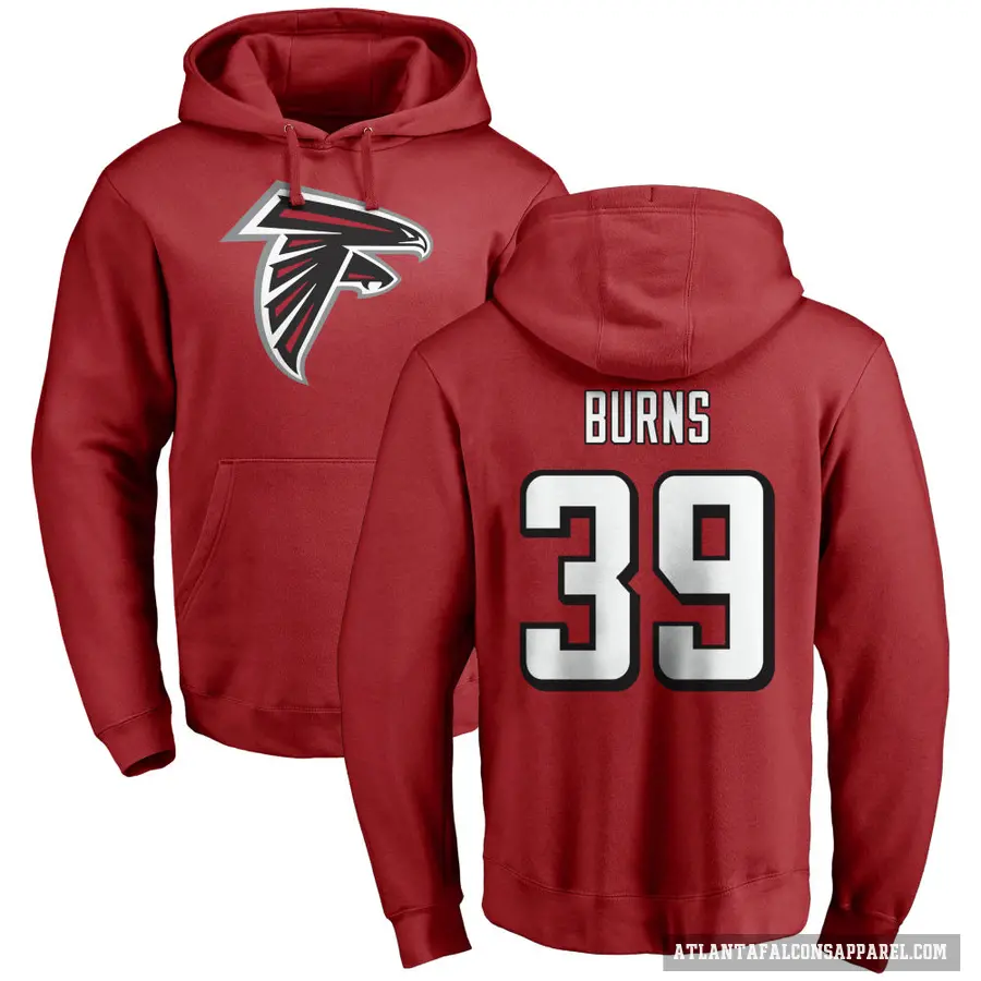 Youth ＃39 Robert Burns Atlanta Falcons Red Pro Line Name & Number Logo Pullover Hoodie