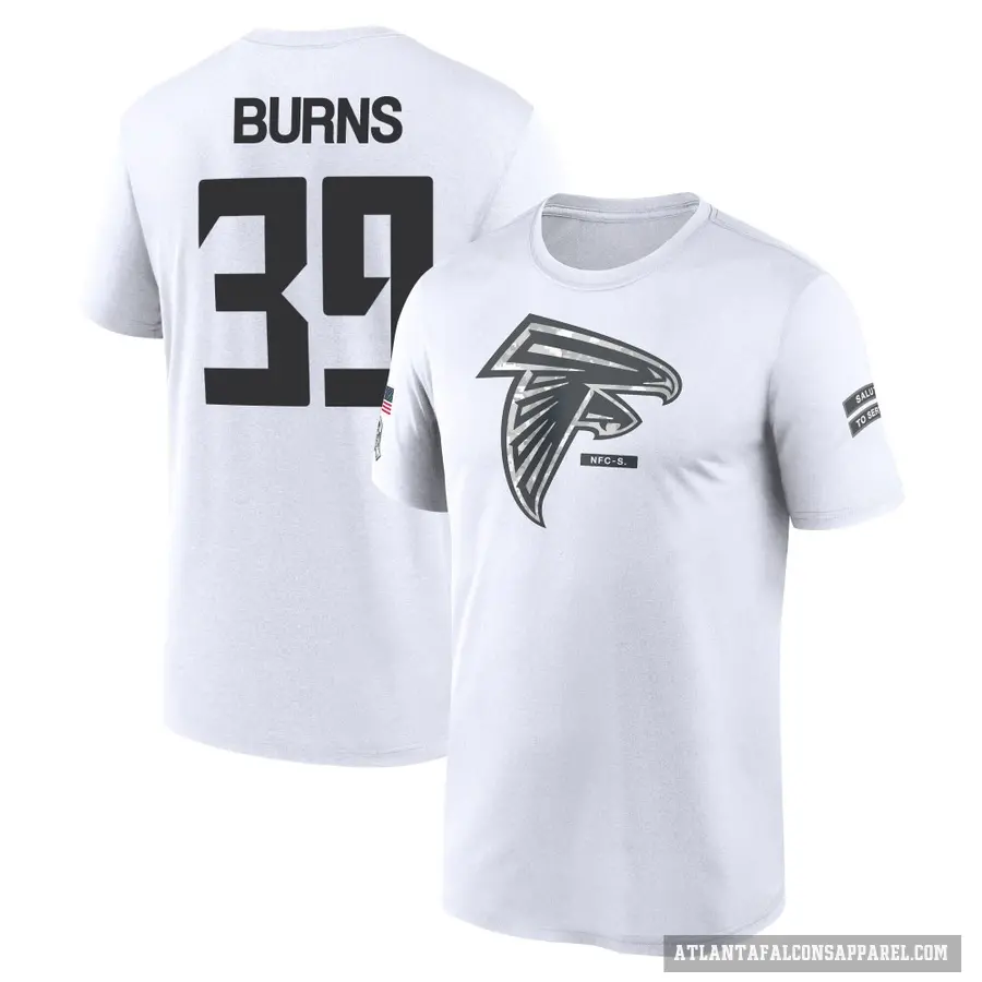 Youth ＃39 Robert Burns Atlanta Falcons White 2024 Salute to Service Performance T-Shirt