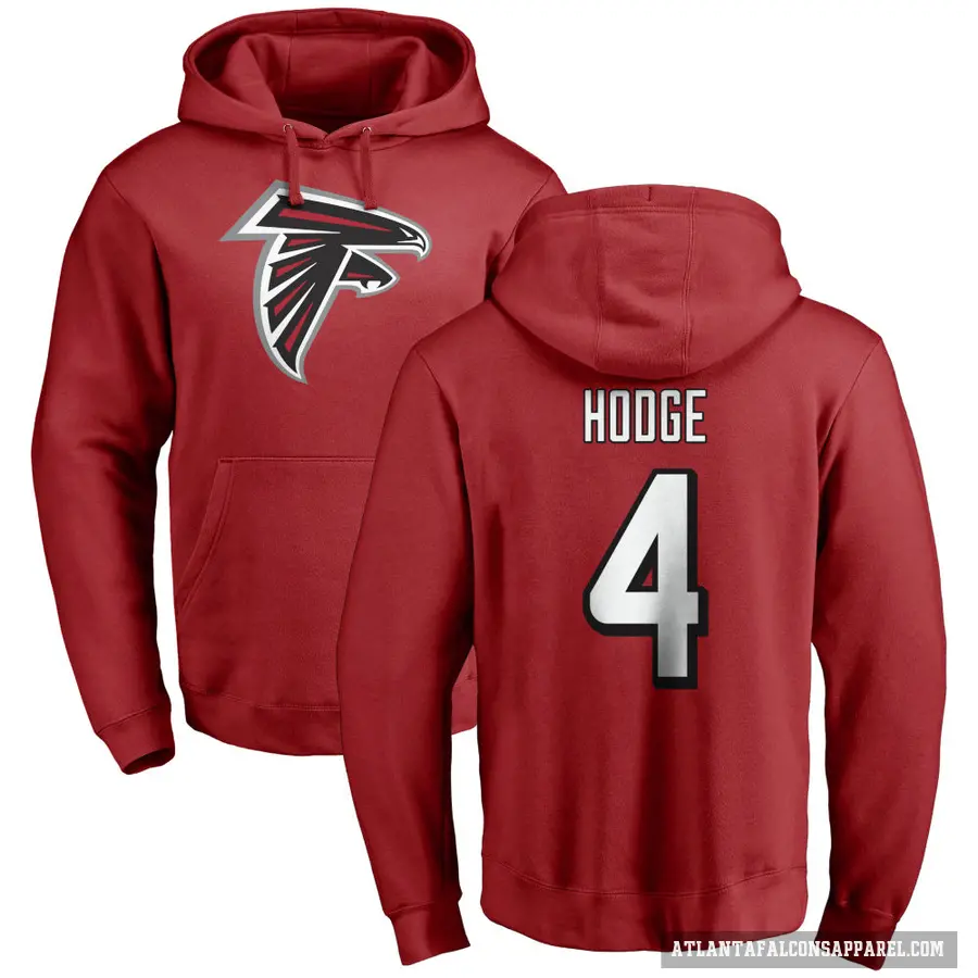 Youth ＃4 KhaDarel Hodge Atlanta Falcons Red Pro Line Name & Number Logo Pullover Hoodie