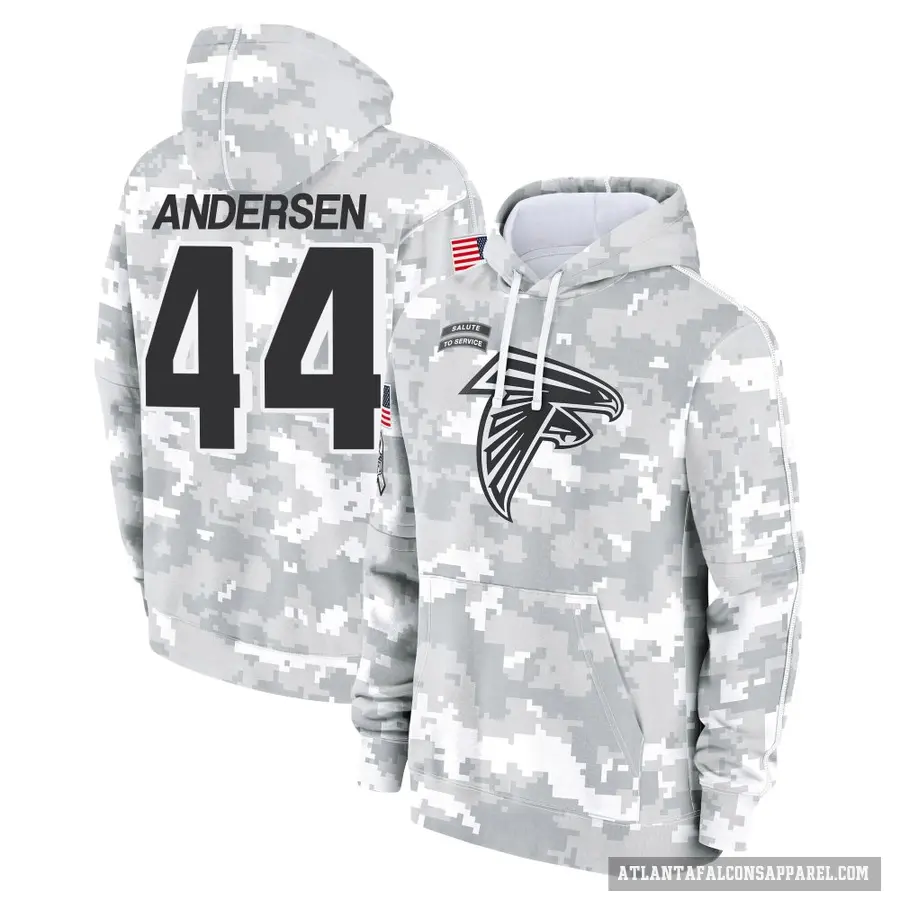 Youth ＃44 Troy Andersen Atlanta Falcons Arctic Camo 2024 Salute to Service Club Fleece Pullover Hoodie