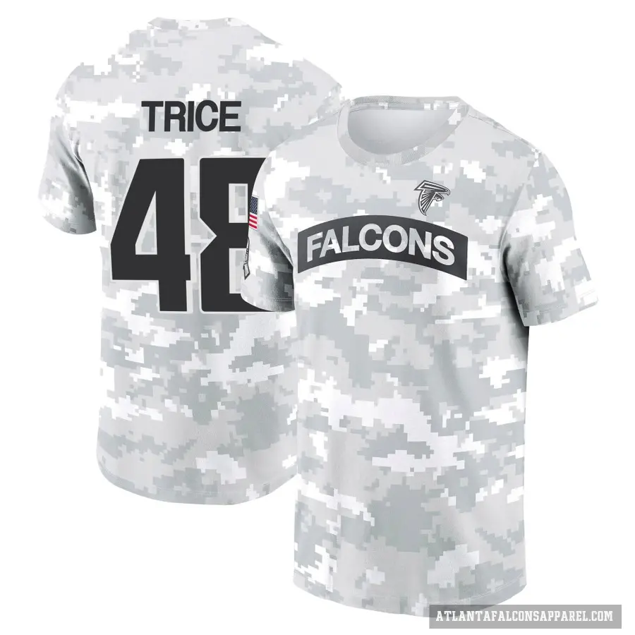 Youth ＃48 Bralen Trice Atlanta Falcons Camo Arctic 2024 Salute to Service Performance T-Shirt