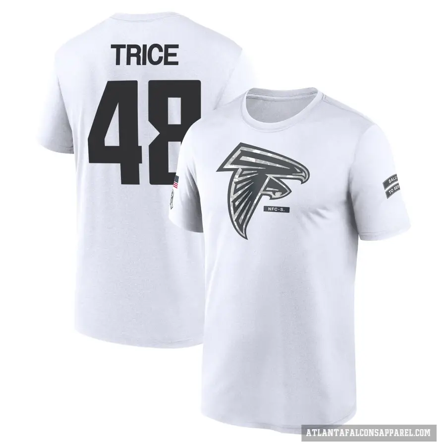 Youth ＃48 Bralen Trice Atlanta Falcons White 2024 Salute to Service Performance T-Shirt