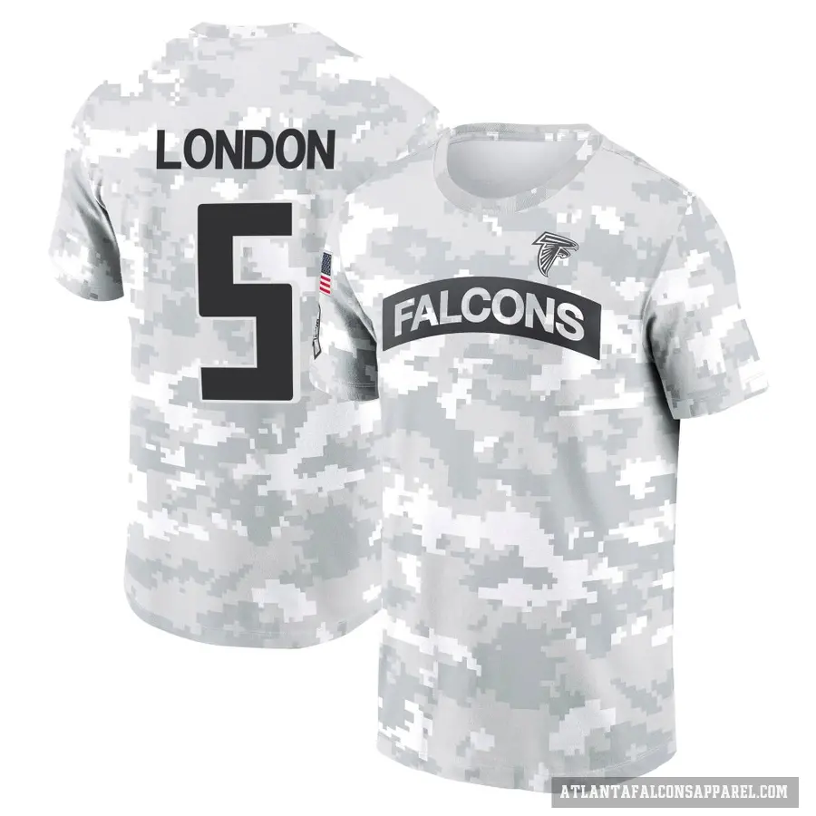 Youth ＃5 Drake London Atlanta Falcons Camo Arctic 2024 Salute to Service Performance T-Shirt
