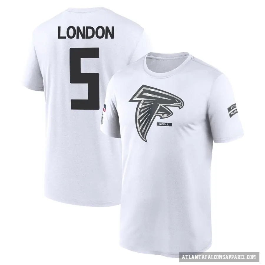 Youth ＃5 Drake London Atlanta Falcons White 2024 Salute to Service Performance T-Shirt