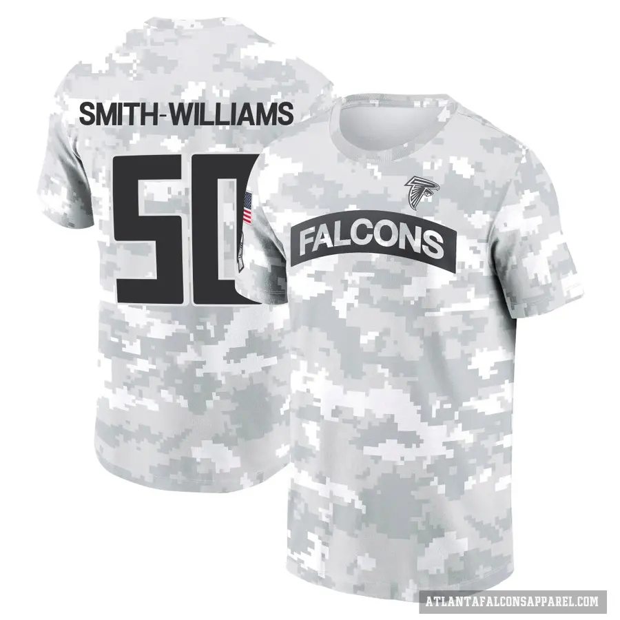 Youth ＃50 James Smith-Williams Atlanta Falcons Camo Arctic 2024 Salute to Service Performance T-Shirt