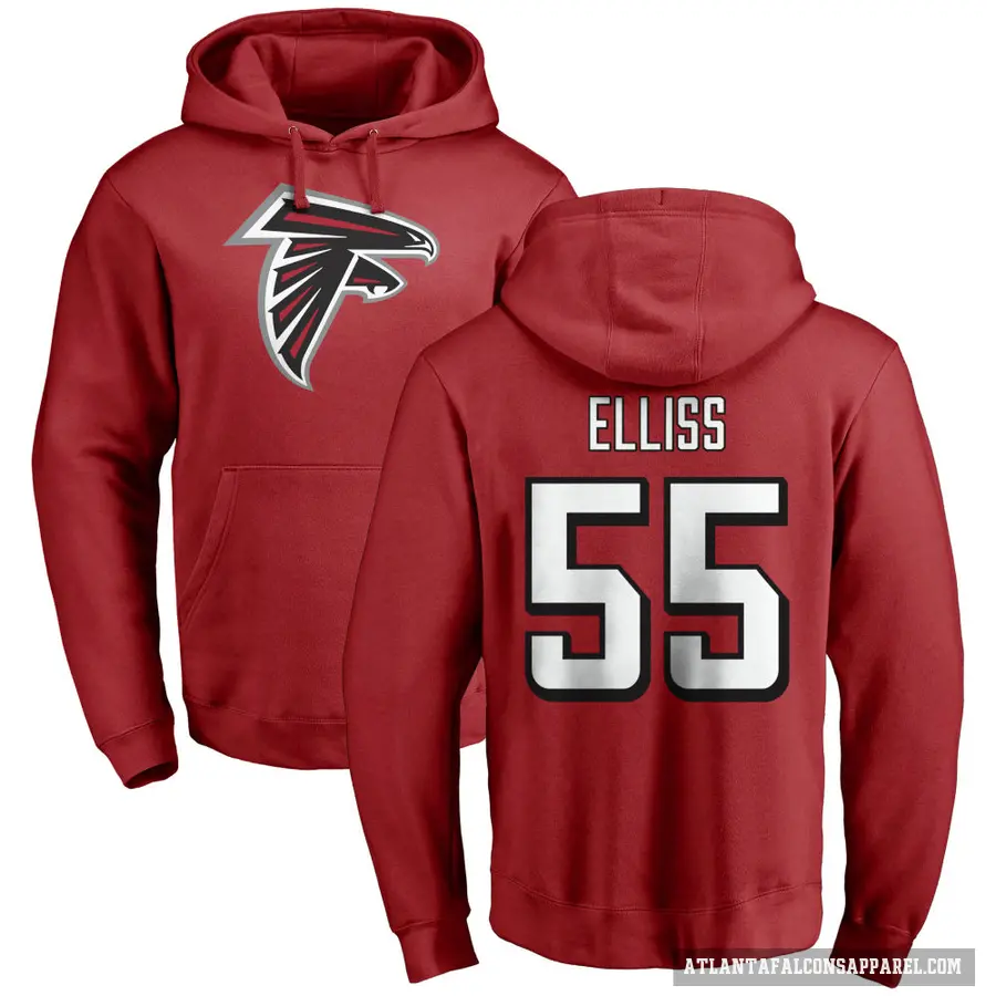Youth ＃55 Kaden Elliss Atlanta Falcons Red Pro Line Name & Number Logo Pullover Hoodie