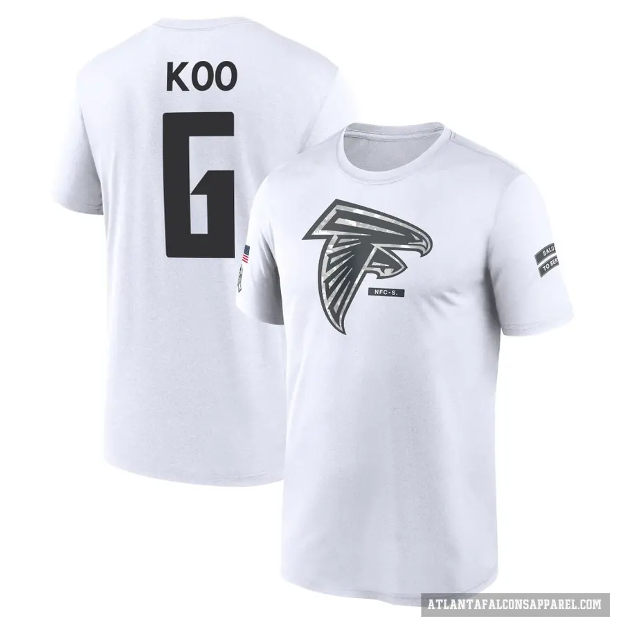 Youth ＃6 Younghoe Koo Atlanta Falcons White 2024 Salute to Service Performance T-Shirt