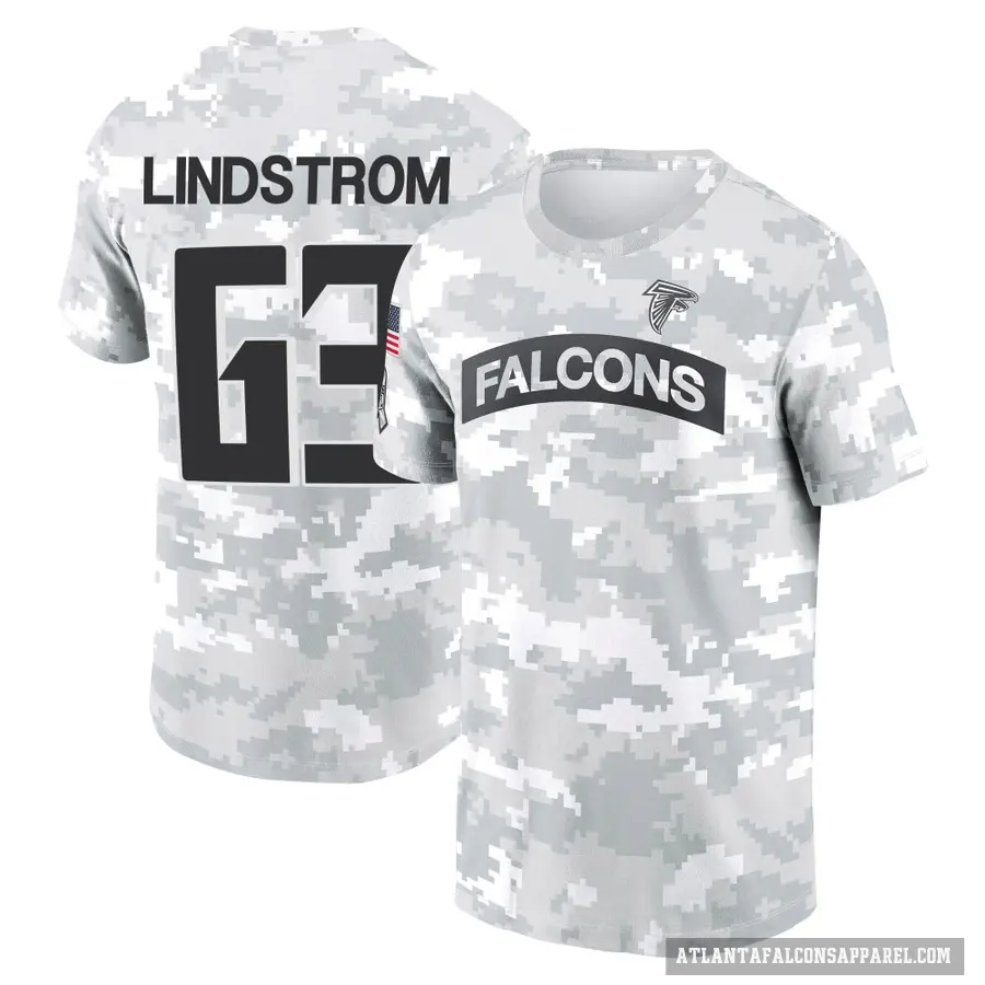 Youth ＃63 Chris Lindstrom Atlanta Falcons Camo Arctic 2024 Salute to Service Performance T-Shirt