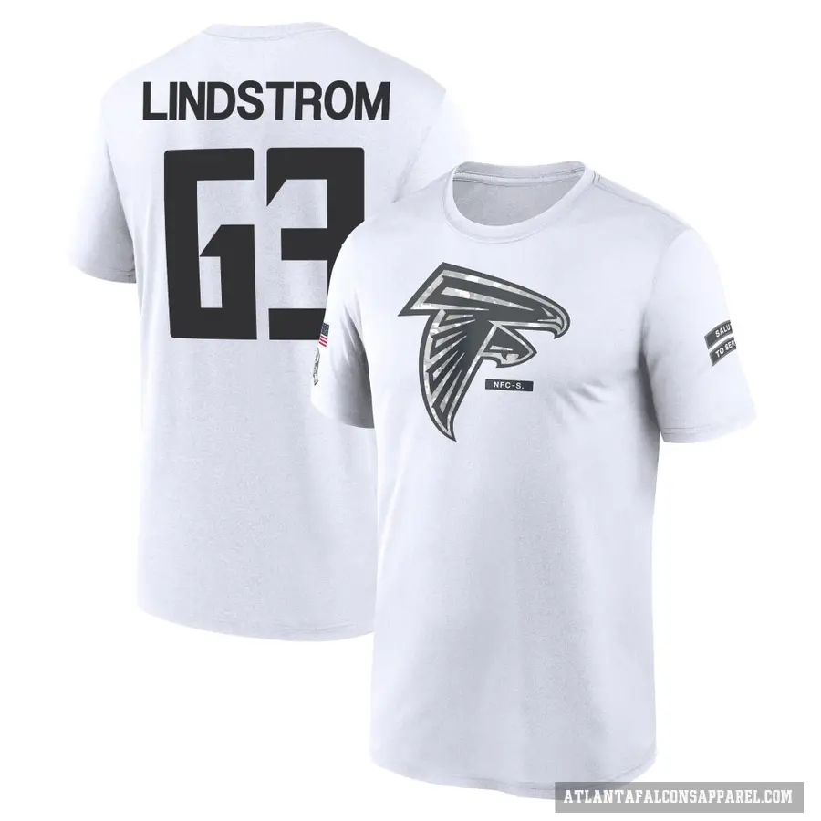 Youth ＃63 Chris Lindstrom Atlanta Falcons White 2024 Salute to Service Performance T-Shirt