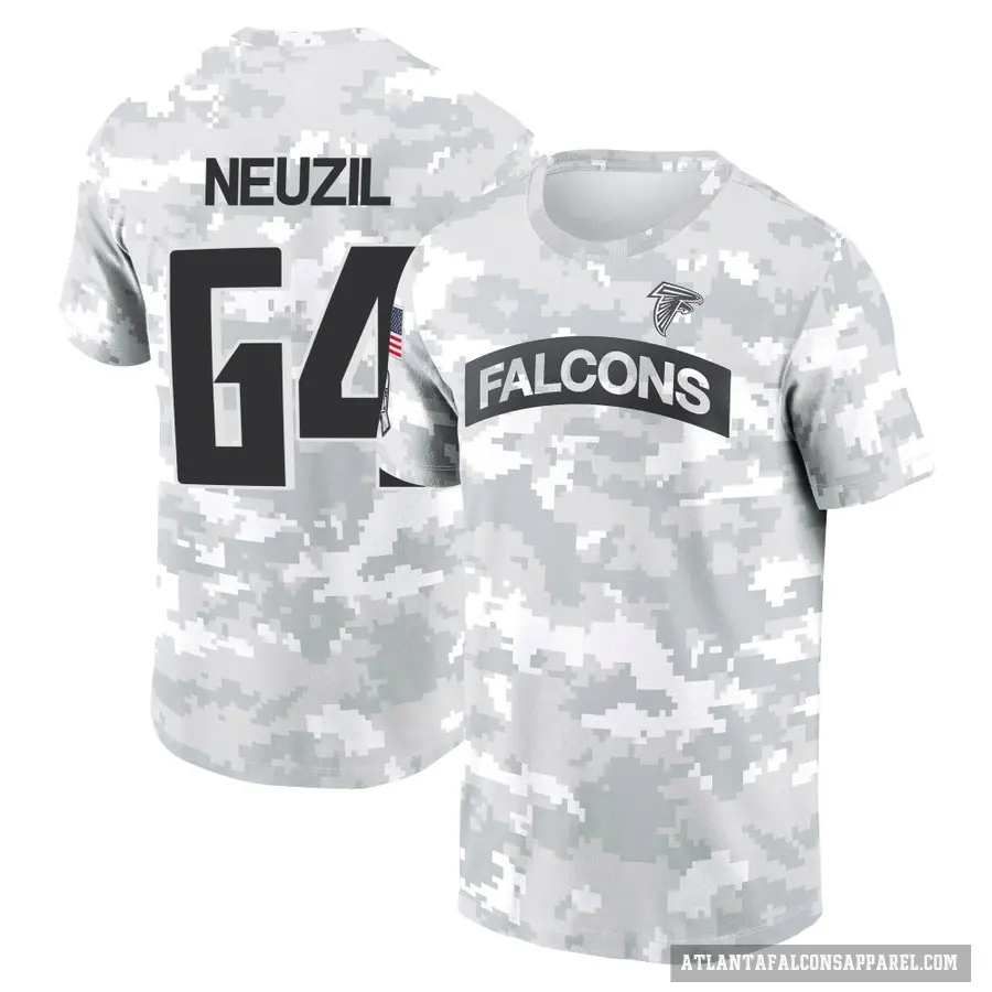 Youth ＃64 Ryan Neuzil Atlanta Falcons Camo Arctic 2024 Salute to Service Performance T-Shirt