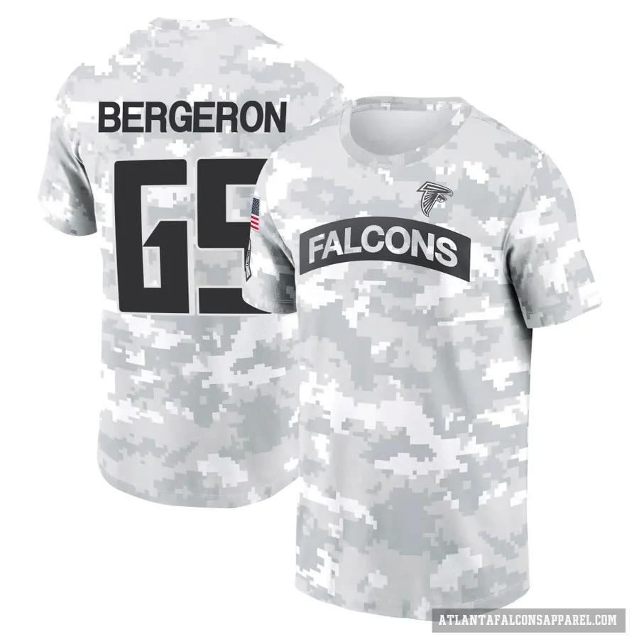 Youth ＃65 Matthew Bergeron Atlanta Falcons Camo Arctic 2024 Salute to Service Performance T-Shirt