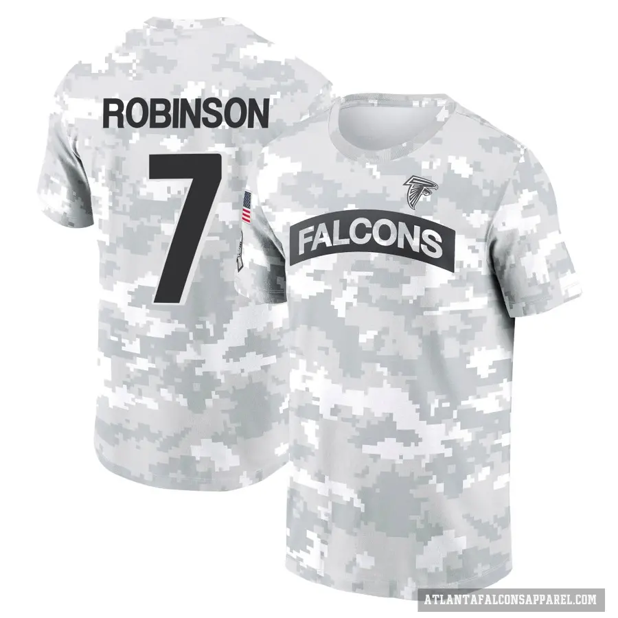 Youth ＃7 Bijan Robinson Atlanta Falcons Camo Arctic 2024 Salute to Service Performance T-Shirt