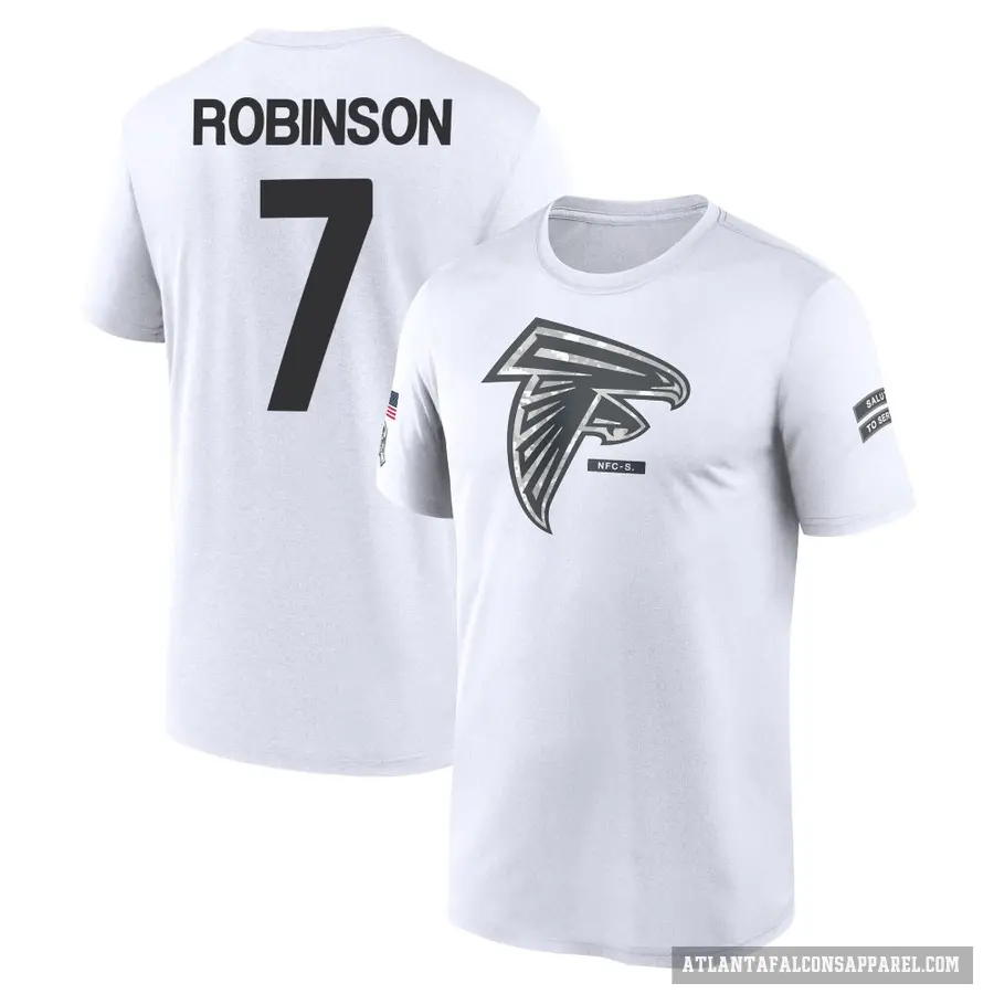 Youth ＃7 Bijan Robinson Atlanta Falcons White 2024 Salute to Service Performance T-Shirt
