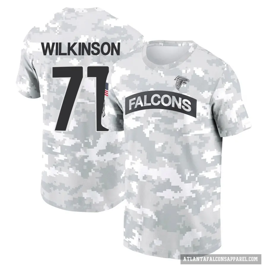 Youth ＃71 Elijah Wilkinson Atlanta Falcons Camo Arctic 2024 Salute to Service Performance T-Shirt