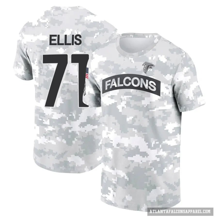 Youth ＃71 Justin Ellis Atlanta Falcons Camo Arctic 2024 Salute to Service Performance T-Shirt