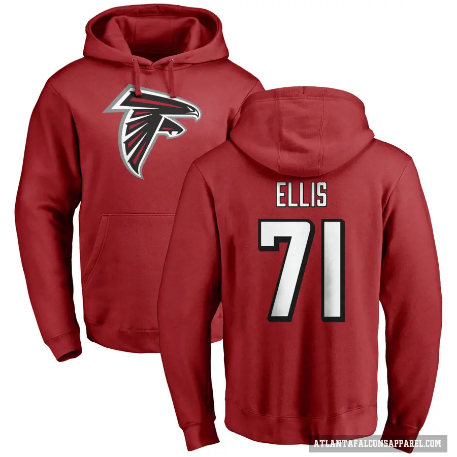 Youth ＃71 Justin Ellis Atlanta Falcons Red Pro Line Name & Number Logo Pullover Hoodie