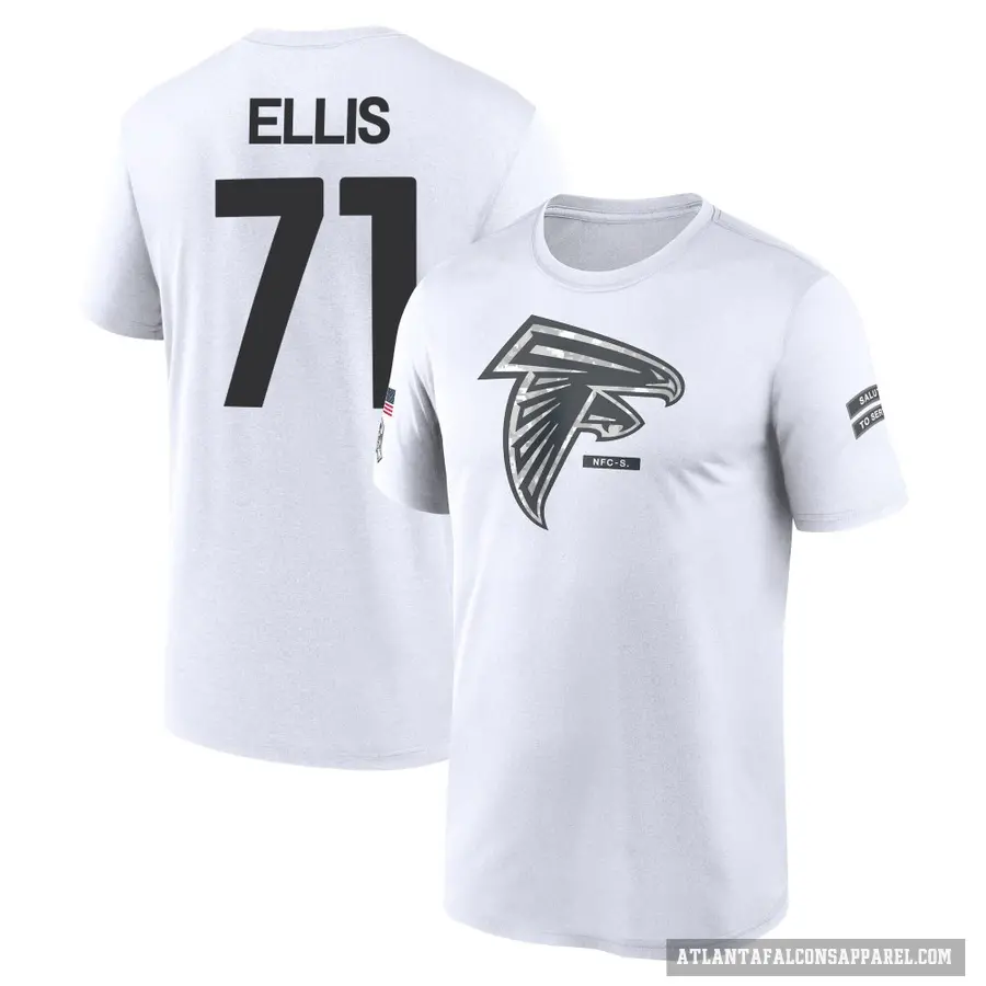 Youth ＃71 Justin Ellis Atlanta Falcons White 2024 Salute to Service Performance T-Shirt