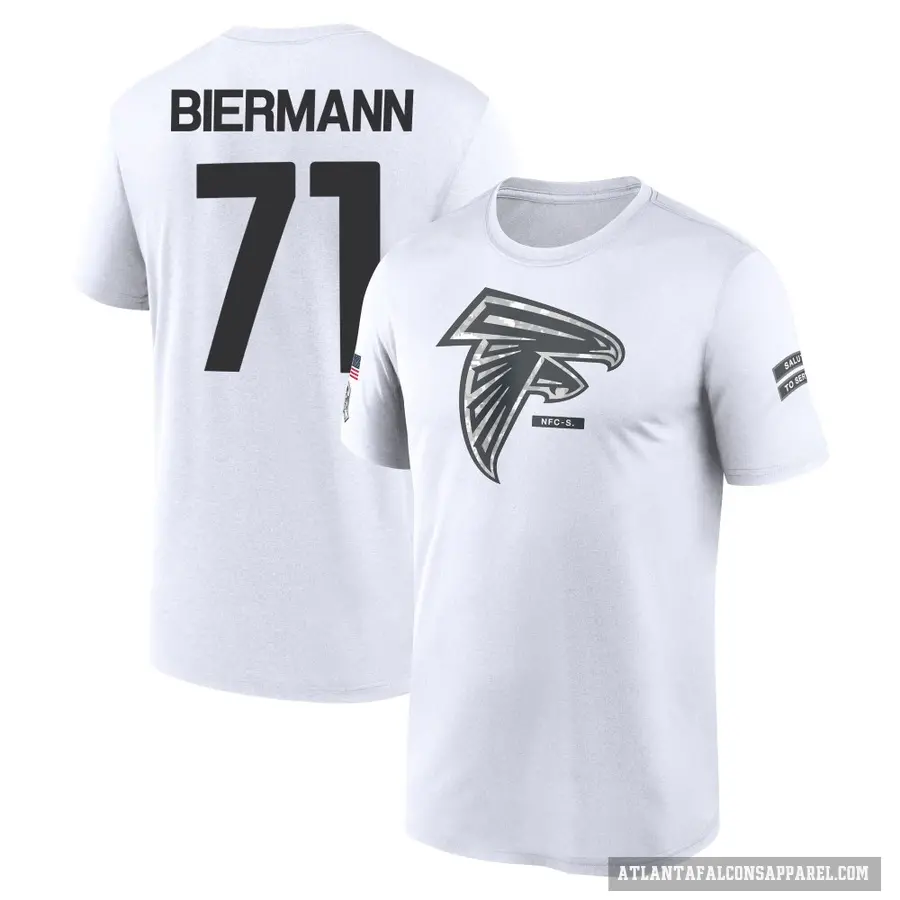 Youth ＃71 Kroy Biermann Atlanta Falcons White 2024 Salute to Service Performance T-Shirt