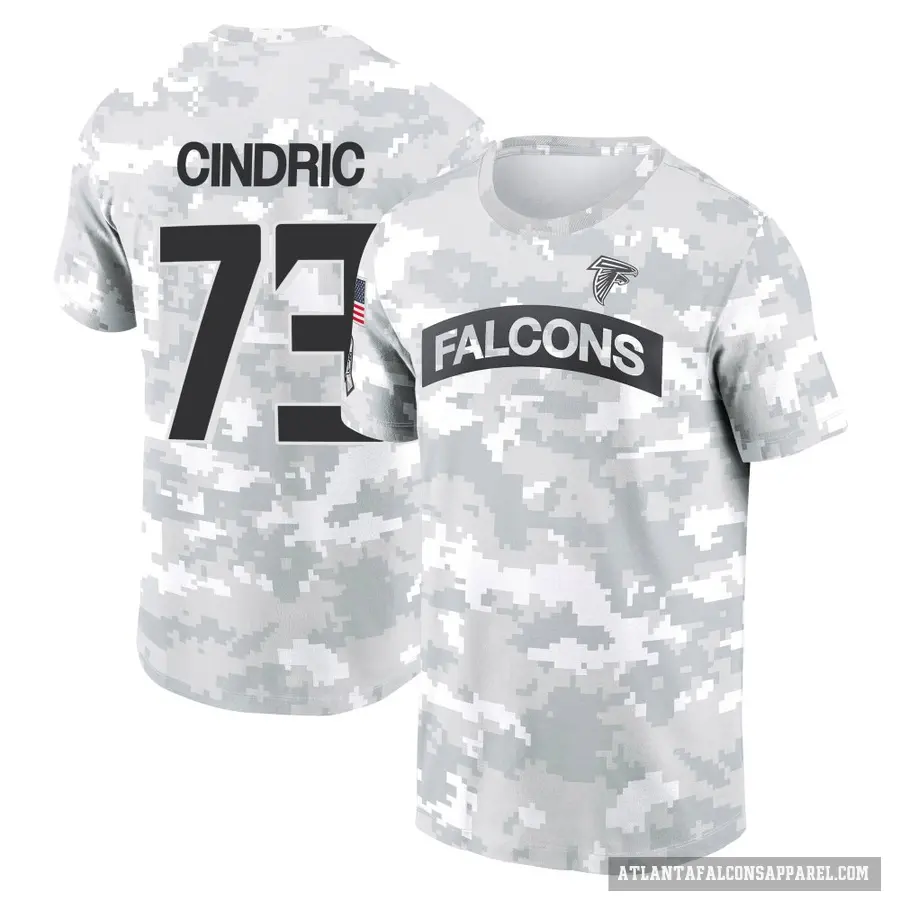 Youth ＃73 Matthew Cindric Atlanta Falcons Camo Arctic 2024 Salute to Service Performance T-Shirt