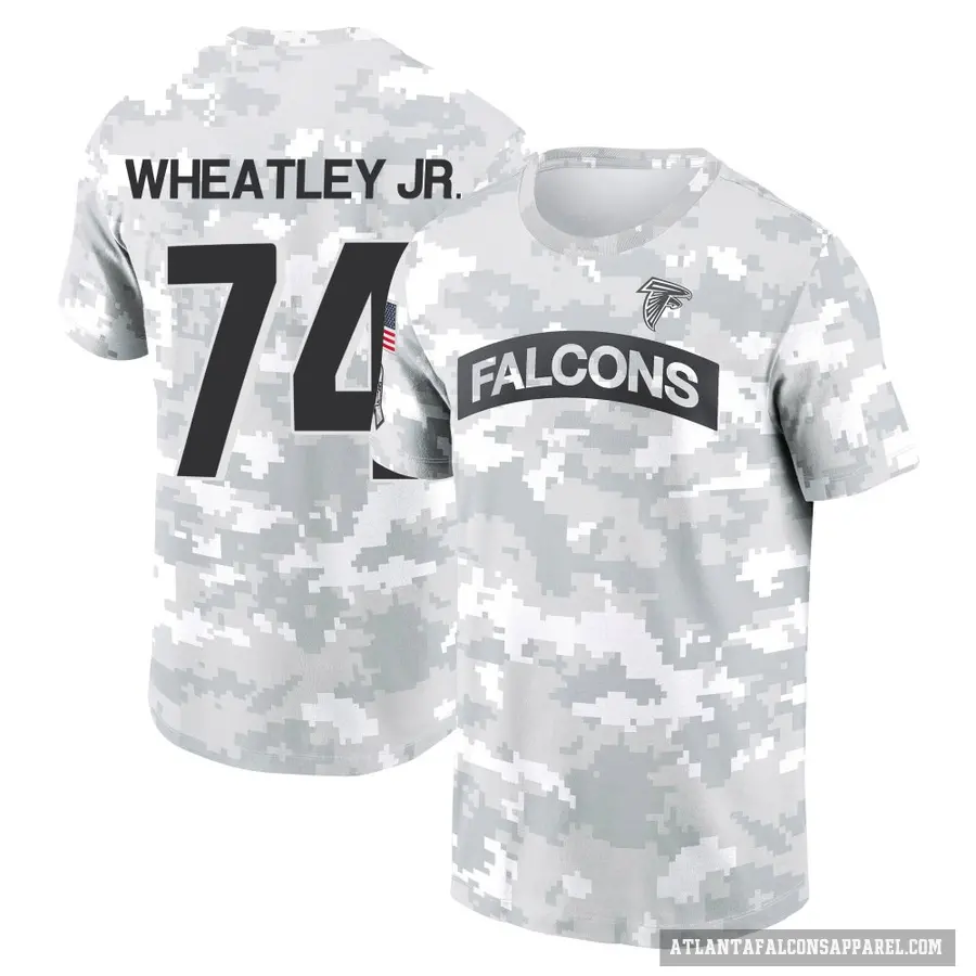 Youth ＃74 Tyrone Wheatley Jr. Atlanta Falcons Camo Arctic 2024 Salute to Service Performance T-Shirt