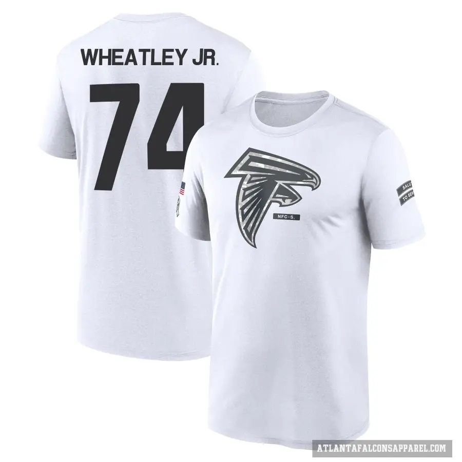 Youth ＃74 Tyrone Wheatley Jr. Atlanta Falcons White 2024 Salute to Service Performance T-Shirt