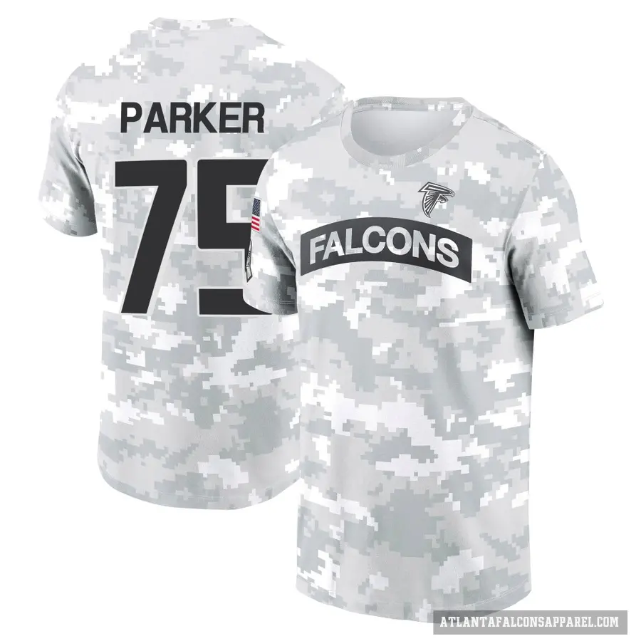 Youth ＃75 Brandon Parker Atlanta Falcons Camo Arctic 2024 Salute to Service Performance T-Shirt