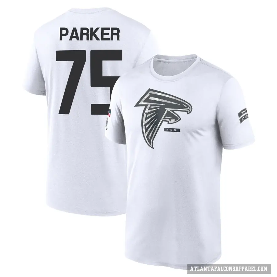 Youth ＃75 Brandon Parker Atlanta Falcons White 2024 Salute to Service Performance T-Shirt