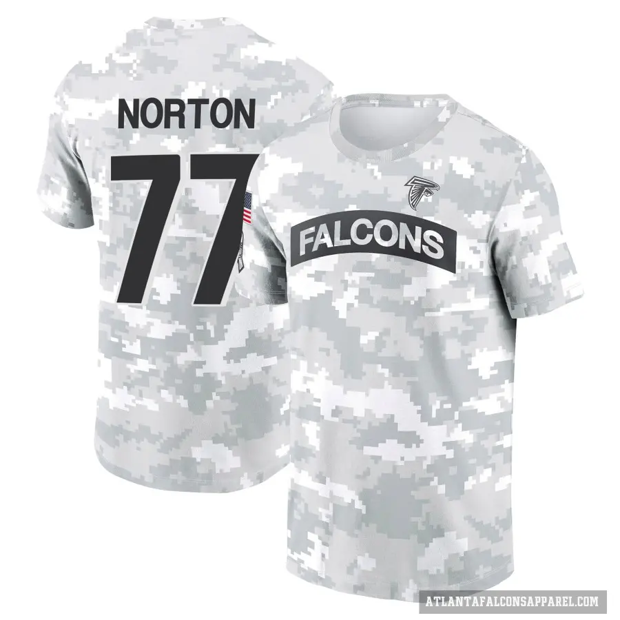 Youth ＃77 Storm Norton Atlanta Falcons Camo Arctic 2024 Salute to Service Performance T-Shirt