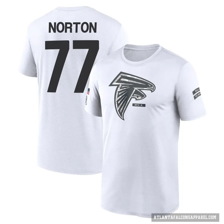 Youth ＃77 Storm Norton Atlanta Falcons White 2024 Salute to Service Performance T-Shirt