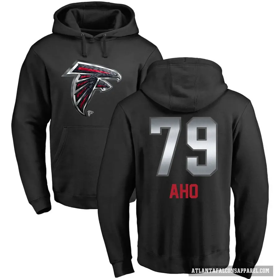 Youth ＃79 Junior Aho Atlanta Falcons Black Midnight Mascot Pullover Hoodie