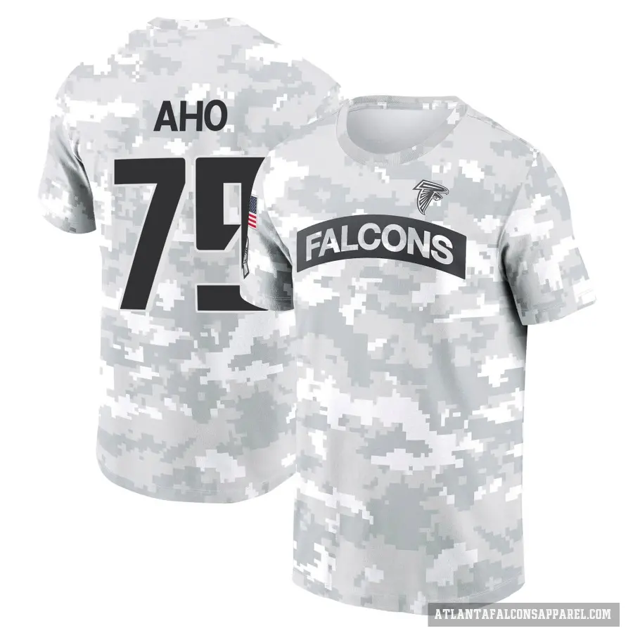 Youth ＃79 Junior Aho Atlanta Falcons Camo Arctic 2024 Salute to Service Performance T-Shirt
