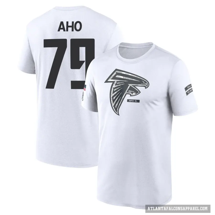 Youth ＃79 Junior Aho Atlanta Falcons White 2024 Salute to Service Performance T-Shirt