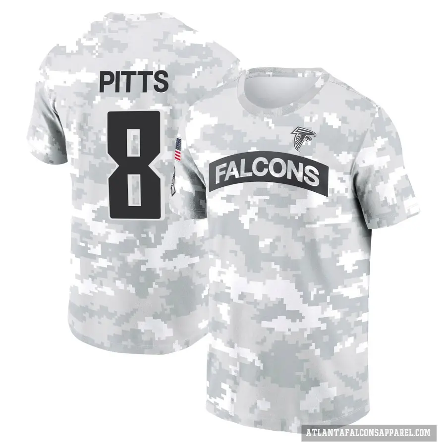Youth ＃8 Kyle Pitts Atlanta Falcons Camo Arctic 2024 Salute to Service Performance T-Shirt