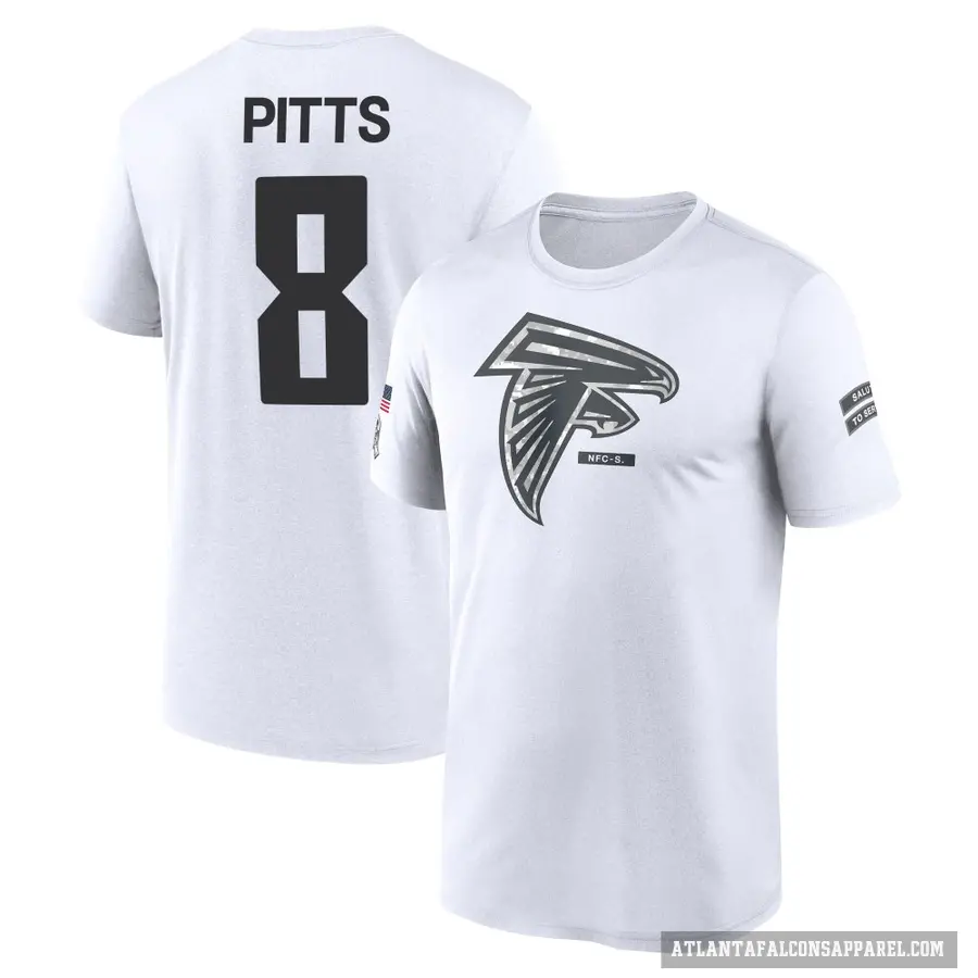 Youth ＃8 Kyle Pitts Atlanta Falcons White 2024 Salute to Service Performance T-Shirt