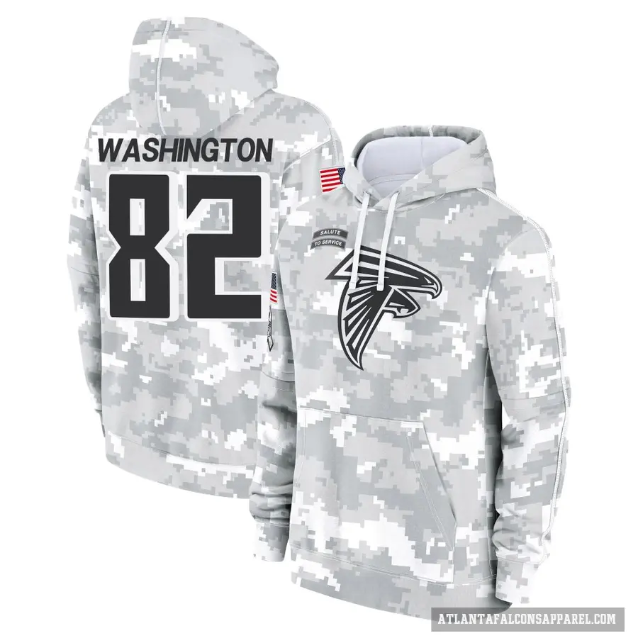 Youth ＃82 Casey Washington Atlanta Falcons Arctic Camo 2024 Salute to Service Club Fleece Pullover Hoodie