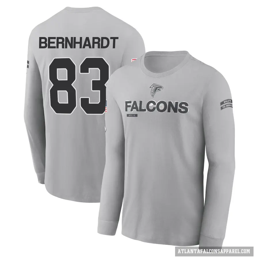 Youth ＃83 Jared Bernhardt Atlanta Falcons Gray 2024 Salute to Service Long Sleeve T-Shirt