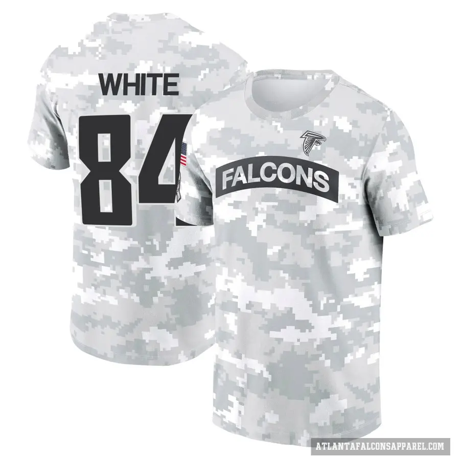 Youth ＃84 Roddy White Atlanta Falcons White Arctic Camo 2024 Salute to Service Performance T-Shirt